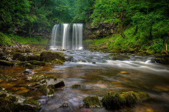 Картинка sgwd yr eira waterfall brecon beacons national park wales england природа водопады afon hepste river уэльс англия река лес