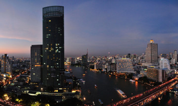 Картинка таиланд бангкок города ночь огни панорама