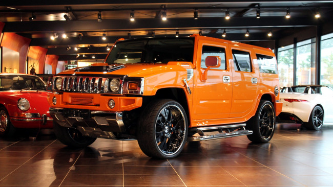 Обои картинки фото hummer, h2, автомобили, выставки, уличные, фото, внедорожник, am, general, сша