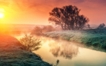 Картинка природа восходы закаты река nature восход landscape утро туман lake sunset дерево пейзаж