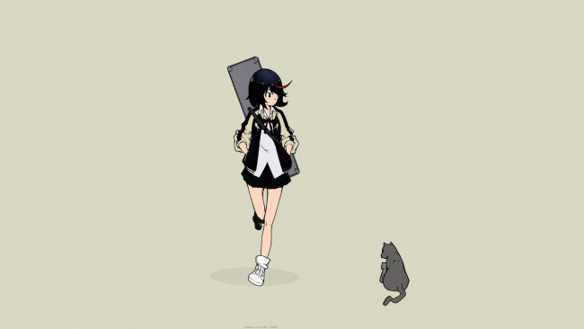 Обои картинки фото аниме, kill la kill, matoi, ryuuko, kill, la, кот, девочка, арт