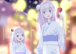 Картинка аниме re +zero+kara+hajimeru+isekai+seikatsu девушка фон взгляд