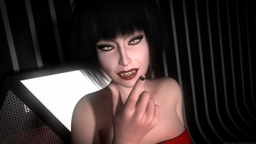 Картинка 3д+графика существа+ creatures взгляд девушка вампир фон