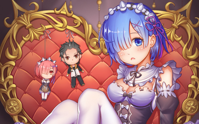 Обои картинки фото аниме, re,  zero kara hajimeru isekai seikatsu, фон, взгляд, девушка