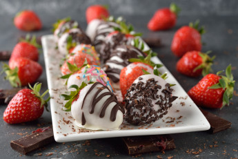 Картинка еда мороженое +десерты strawberry ягоды sweet dessert chocolate клубника в шоколаде десерт