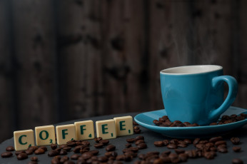 Картинка еда кофе +кофейные+зёрна надпись кофейные зерна чашка