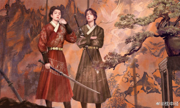 Картинка рисованное люди сяо джан ван ибо костюмы мечи