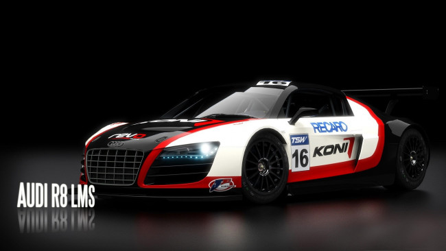 Обои картинки фото audi r8 lms, автомобили, 3д, черный, белый