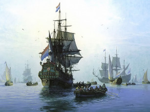 Картинка john michael groves dutch east indiamen making sail корабли рисованные