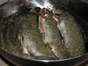 Картинка форель еда рыба морепродукты суши роллы приправы рыбины миска