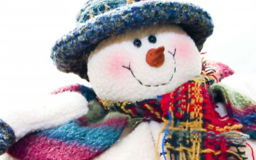 обоя праздничные, снеговики, шарф, шапка