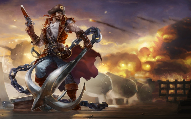 Обои картинки фото league, of, legends, видео, игры, пират, gangplank