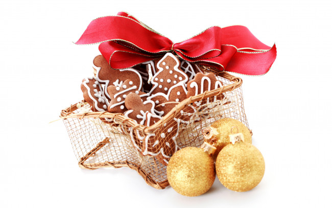 Обои картинки фото праздничные, угощения, печенье, шарики