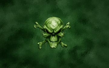 обоя зеленый, череп, 3д, графика, horror, ужас, голова, скелет, кости, green