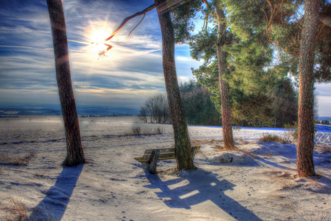 Обои картинки фото германия, ландкерн, природа, восходы, закаты, снег, деревья, облака