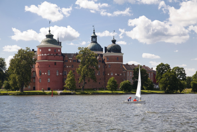 Обои картинки фото замок, gripsholms, швеция, города, дворцы, замки, крепости, река
