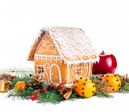 Картинка праздничные угощения пряничный домик