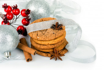 Картинка праздничные угощения бадьян лента печенье корица