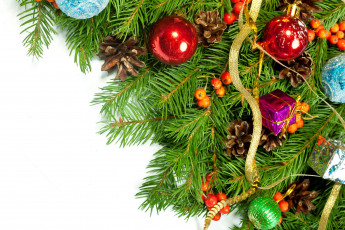 Картинка праздничные Ёлки мишура шишки игрушки елка