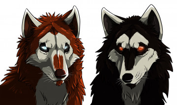 Картинка рисованные животные +волки волки