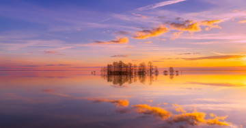 Картинка природа восходы закаты озеро деревья