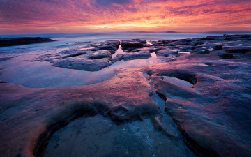Картинка природа побережье закат камни море