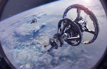 Картинка 3д+графика космические+корабли +звездолеты+ spaceships +starships орбита иллюминатор космос космическая станция научная фантастика