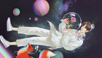 Картинка рисованное кино +мультфильмы сун цзиян китайский актёр роза космос лиса планеты арт маленький принц