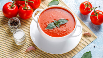 Картинка еда первые+блюда томатный суп помидоры перец соль