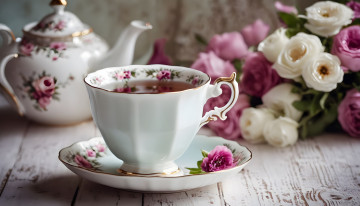 Картинка еда напитки +чай цветы чай чашка блюдце