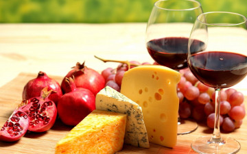 обоя еда, разное, вино, сыр, гранат, виноград