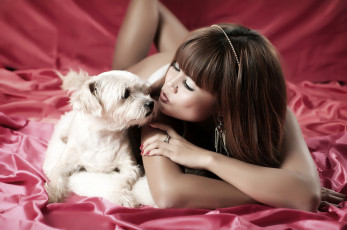 Картинка девушки -unsort+ азиатки азиатка собака друзья