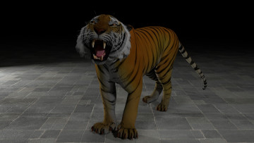 Картинка 3д+графика animals+ животные тигр клыки