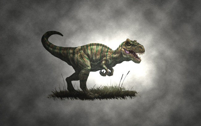 Обои картинки фото динозавр, рисованные, животные,  доисторические, туманность, dinosaur, хищник