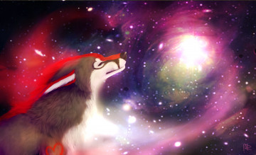 Картинка рисованное животные собака галактика