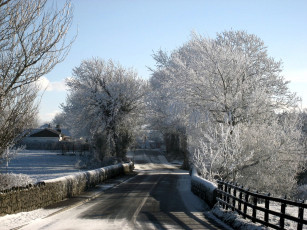 Картинка природа дороги деревья зима снег