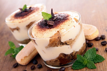 Картинка еда мороженое +десерты мята печенье савоярди зерна кофейные