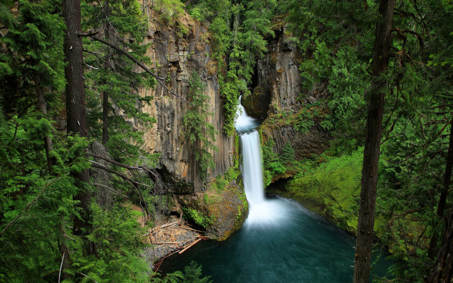 Обои картинки фото природа, водопады, деревья, скалы