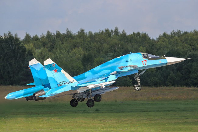 Обои картинки фото su-34, авиация, боевые самолёты, россия, ввс