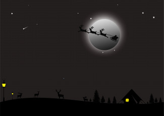 Картинка праздничные векторная+графика+ новый+год луна олени