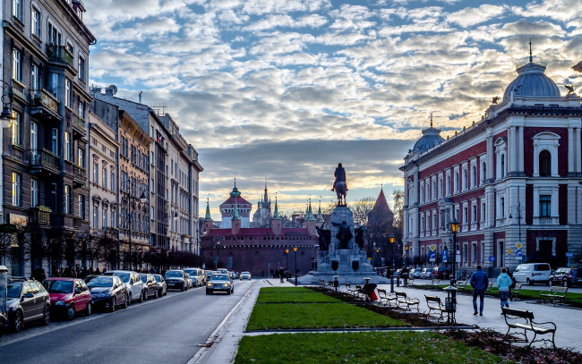 Обои картинки фото города, краков , польша, улица, памятник