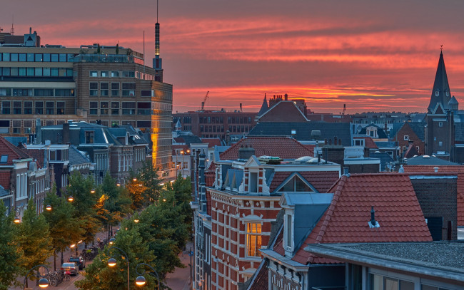 Обои картинки фото haarlem, netherlands, города, - огни ночного города