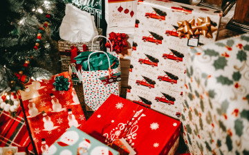 обоя праздничные, подарки и коробочки, елка, подарки, коробки, праздник