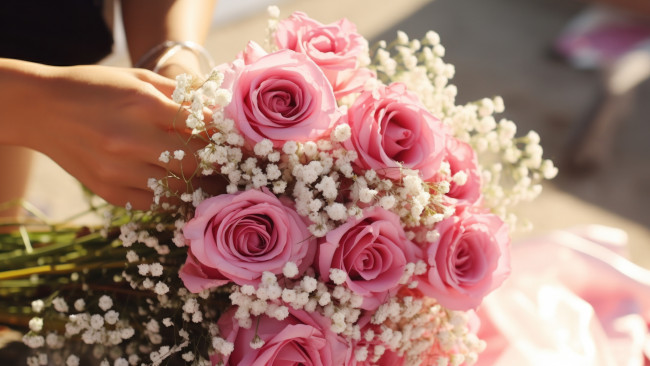 Обои картинки фото 3д графика, цветы , flowers, свет, цветы, розы, букет, свечи, нежные, розовые, ии-арт