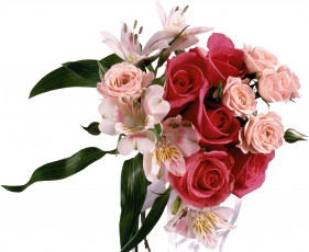 Картинка цветы букеты композиции розы альстромерия