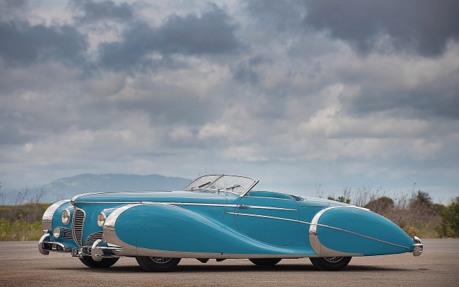 Обои картинки фото 1949, delahaye, type, 175, roadster, автомобили, классика, голубой