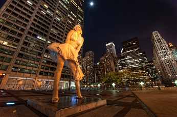 Картинка chicago города Чикаго+ сша Чикаго ночь мэрилин монро скульптура иллинойс улица
