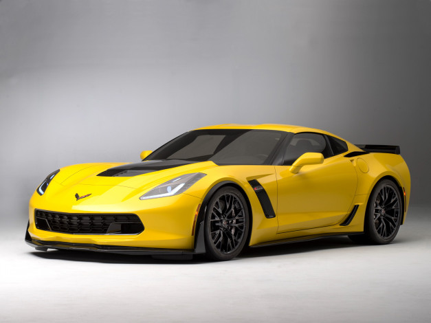 Обои картинки фото автомобили, corvette, stingray, z06, c7, 2014г, желтый