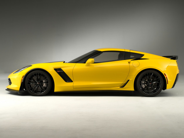 Обои картинки фото автомобили, corvette, stingray, z06, c7, 2014г, желтый
