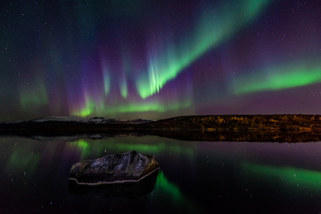 Обои картинки фото природа, северное сияние, звезды, ночь, северное, сияние, норвегия